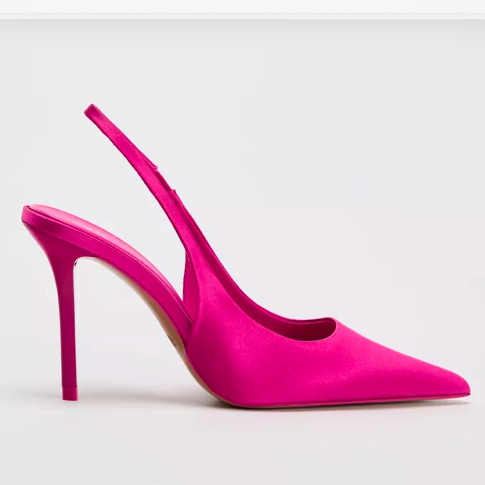 Elegant Fuchsia Slingback Heels. SATIN EFFECT HEELED SLINGBACKS. WOW